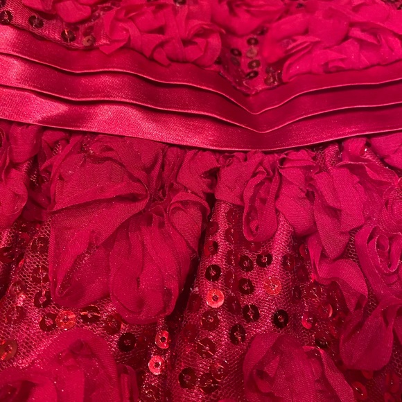 Beautiful red sequin dress with sash and bow❤️ - Picture 2 of 4